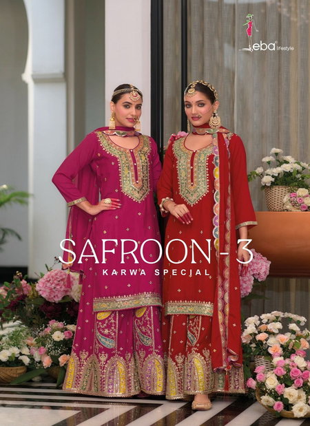 Safroon Vol 3 By Eba Chinon Karwa Special Readymade Suits Wholesalers In India
